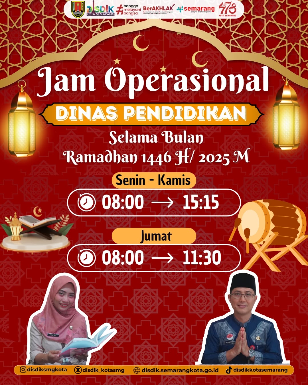 Jam Kerja Pegawai di Lingkungan Dinas Pendidikan Kota Semarang Selama Ramadan 1446 H / 2025 M